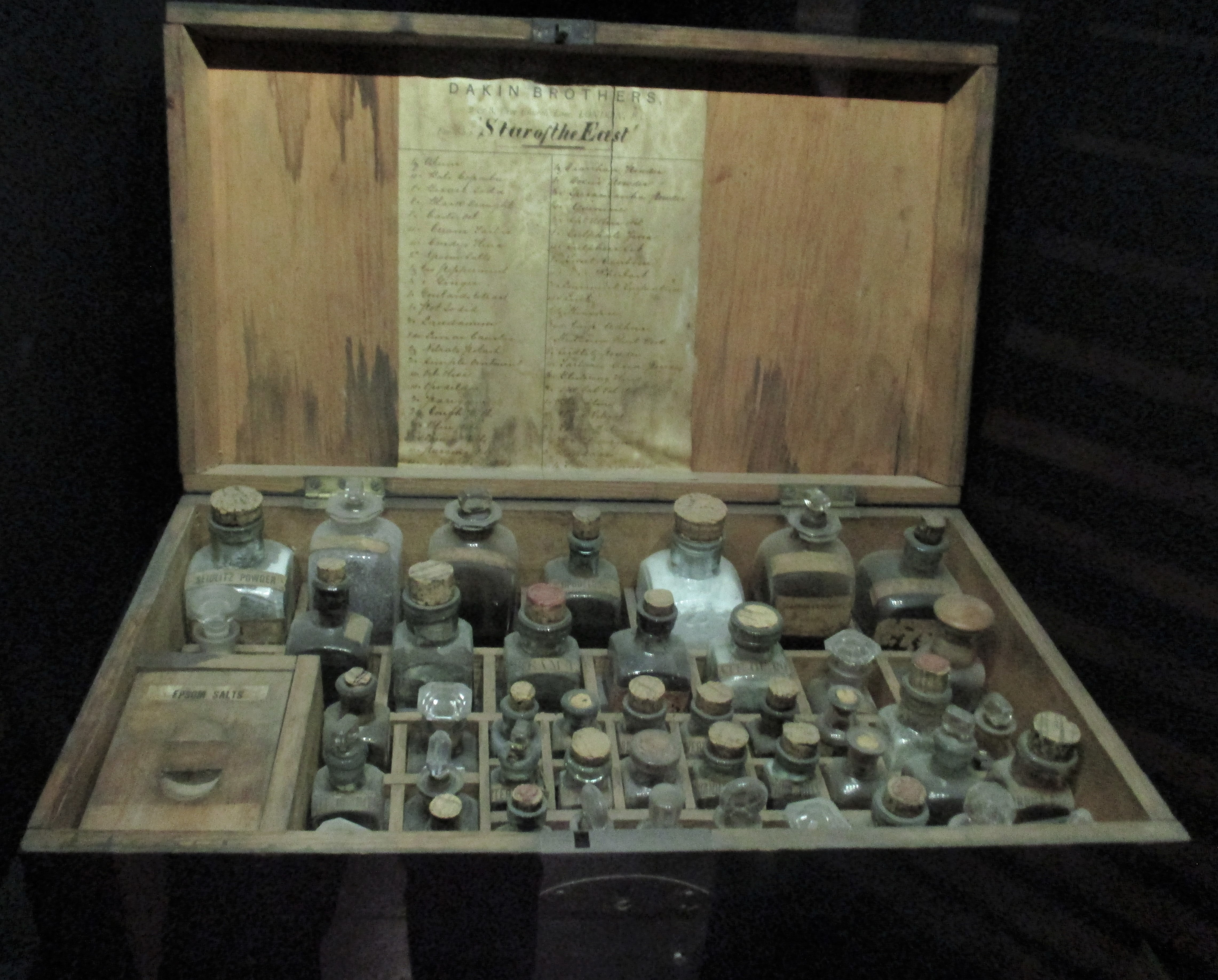 Medicine chest from sailing ship (Te Papa museum)