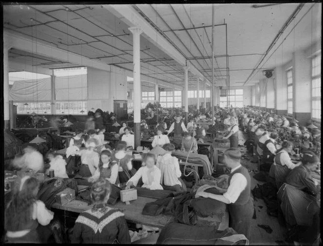 Clothing factory (Steffano Webb, from Alexander Turnbull Library, Wellington, New Zealand)